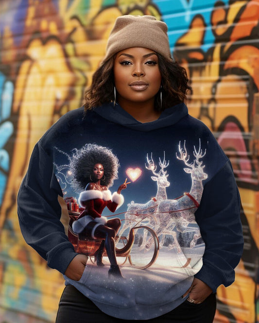 Christmas Reindeer Girl Long-sleeved Hoodie