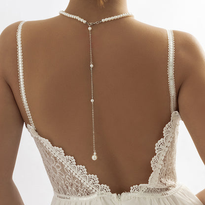 Sexy Imitation Pearl Necklace Women's Long Back Chain