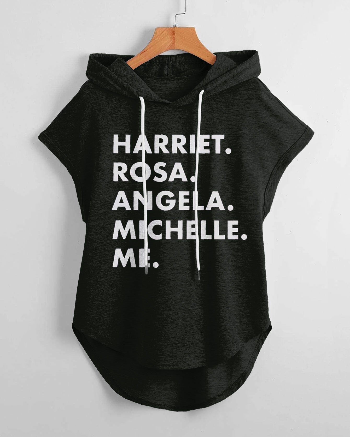 Harriet Rosa Angela Michelle Me Hem Drawstring Hooded Tee