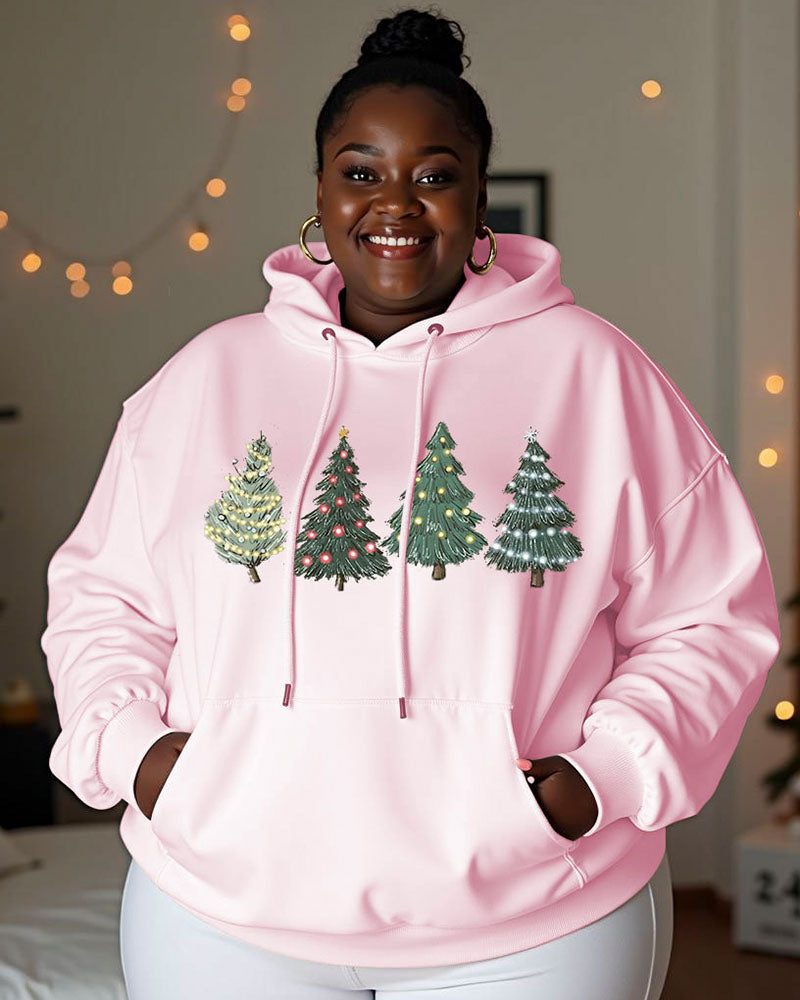 Women's Christmas Print Pocket Long Sleeve Hoodie