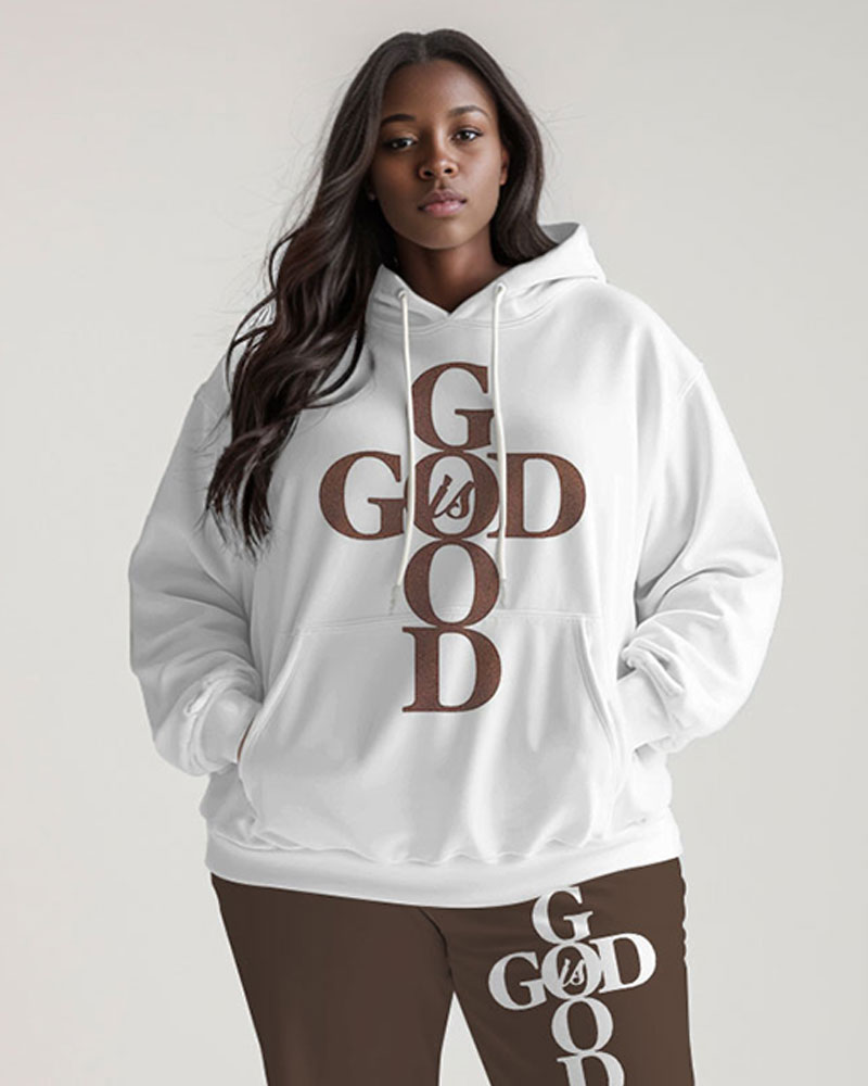 God is Good Print Long Sleeve Hoodie Two Pieces Set