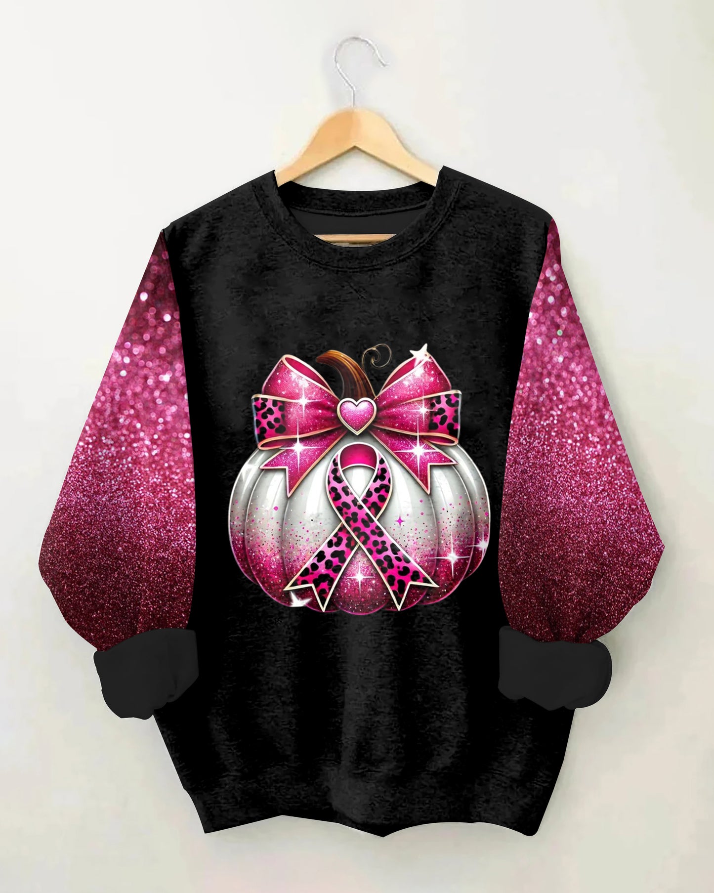 Daily Simple Breast Cancer Pumpkin Print Long-sleeved Sweatshirt