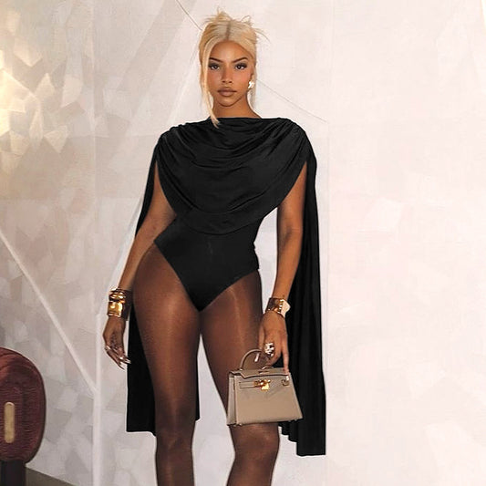 Slim Fit Swing Collar Design Bottoming Top Long Sleeve Sexy Jumpsuit