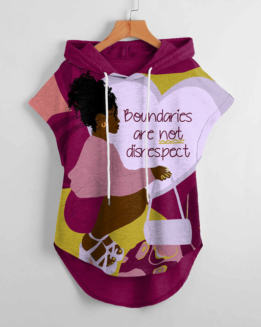 Boundaries Are Not Disrespect Hem Drawstring Hooded Tee