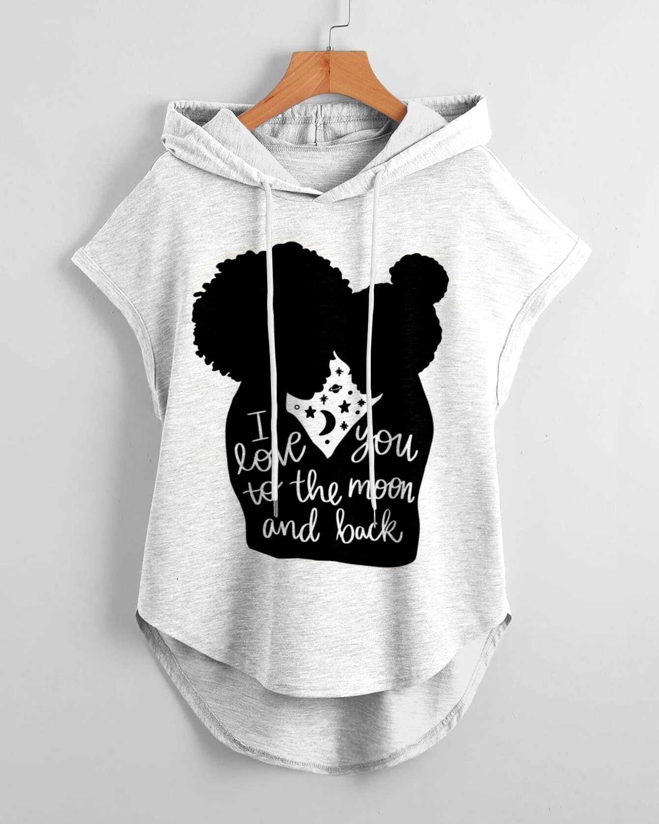 Black Mother Daughter Drawstring Hooded Tee