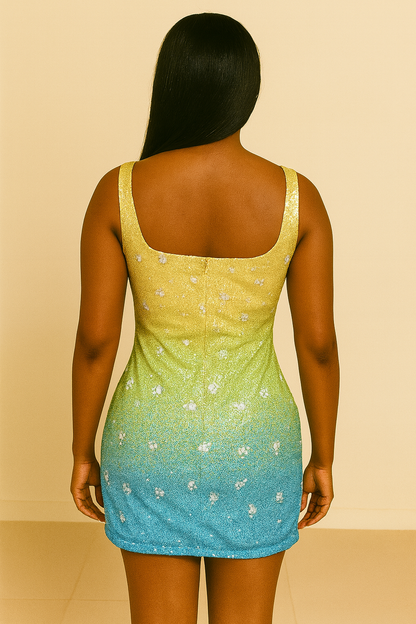 Sexy 3D Printed Slit Dress