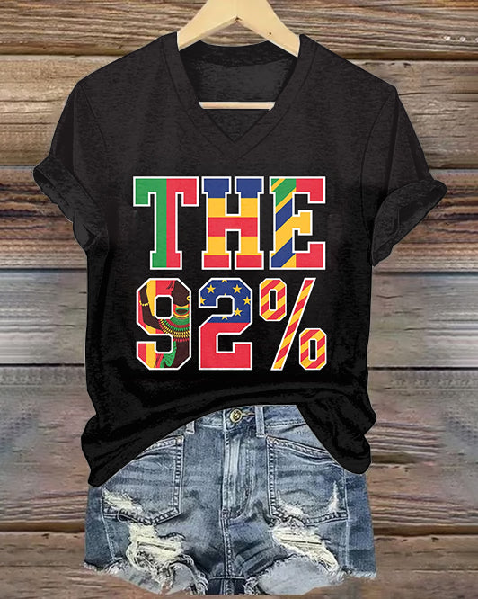 92 Strong Black Women V Neck Short Sleeve Tshirt