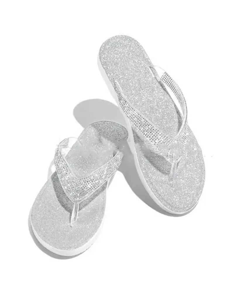 Rhinestone Embellished Thong Slippers