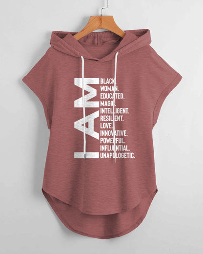 Black Lives Matter Hem Drawstring Hooded Tee