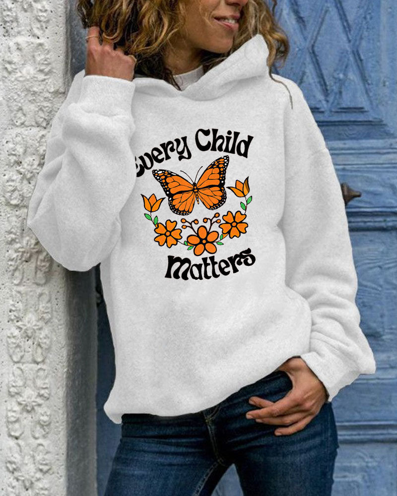 Women's Slogan  Every Child Matters With Pocket Long Sleeve Hoodie