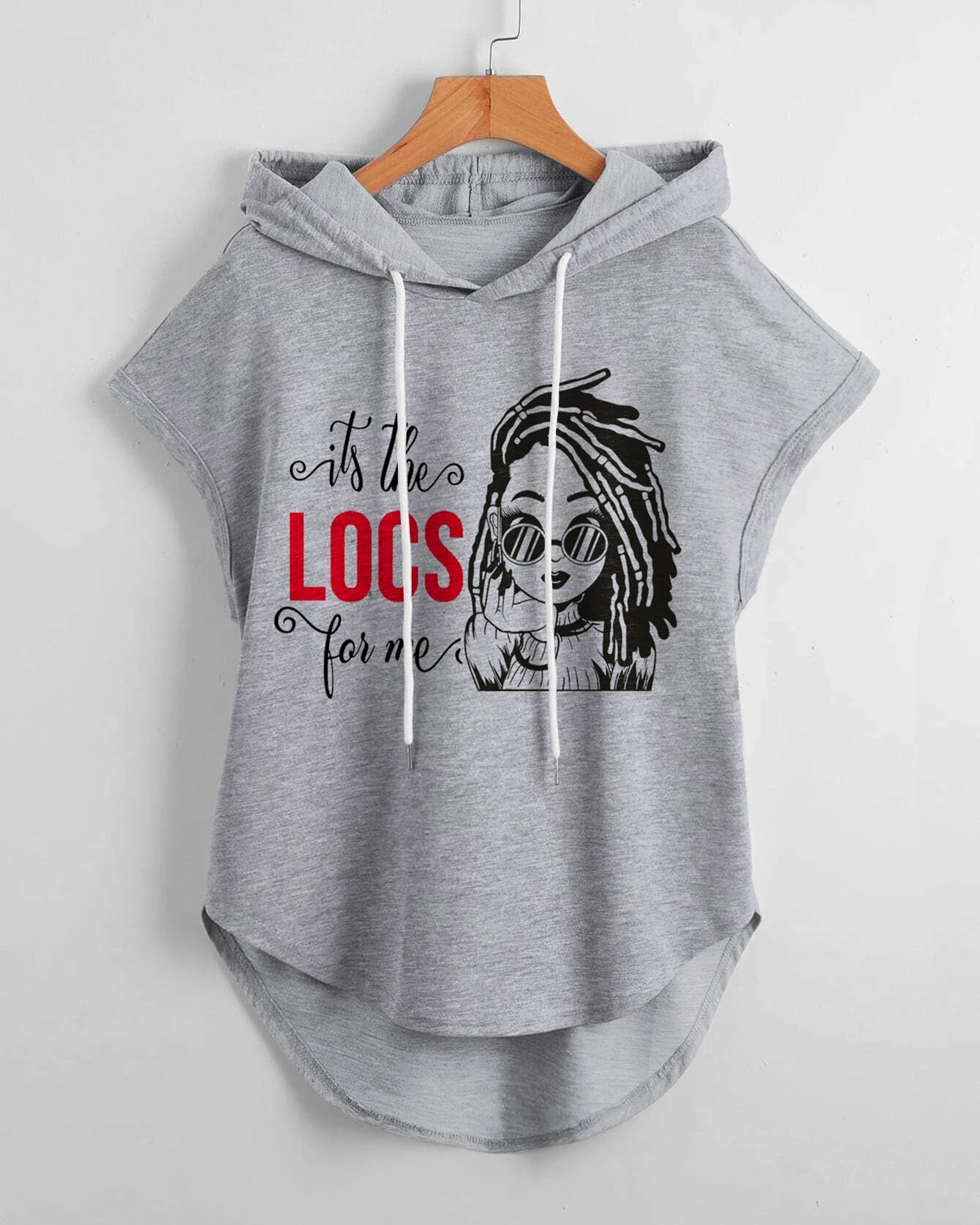 It's The LOCS for Me Hem Drawstring Hooded Tee