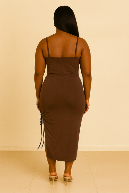 Sleeveless Vest Pleated Drawstring Slim-Fit Sheath Dress Suit