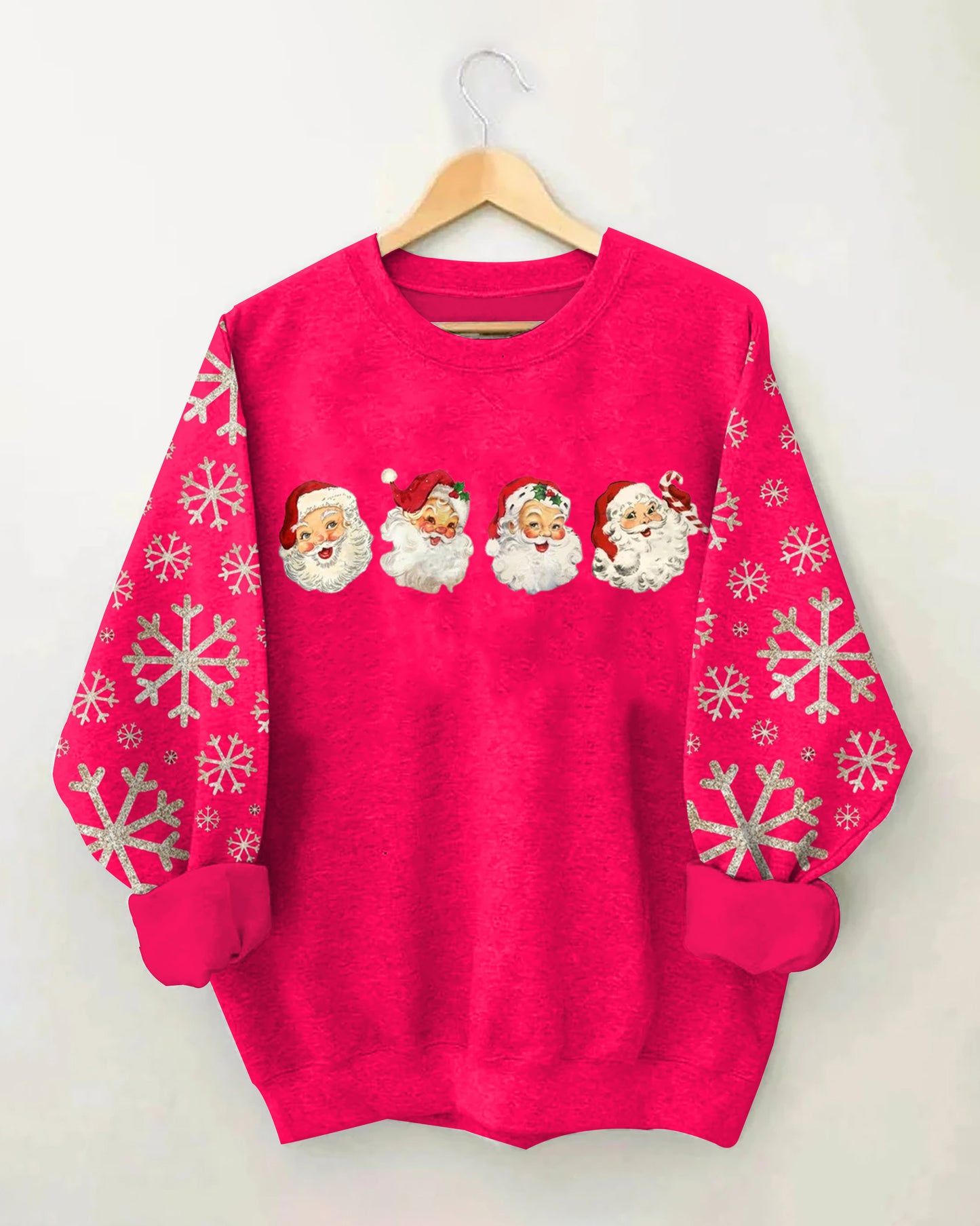 Daily Cute Retro Santa Claus Print Long-sleeved Sweatshirt