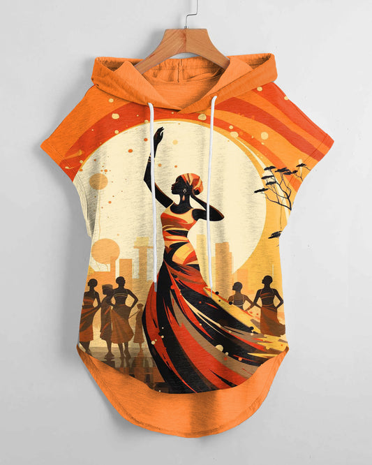 African Tribal Women Illustration Drawstring Hooded Tee