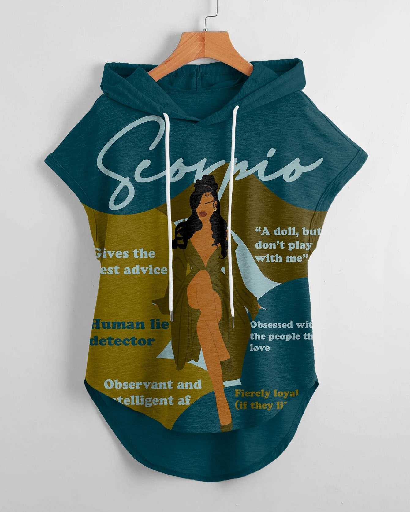 Scorpio Girly Season High Low Hem Drawstring Hooded Tee