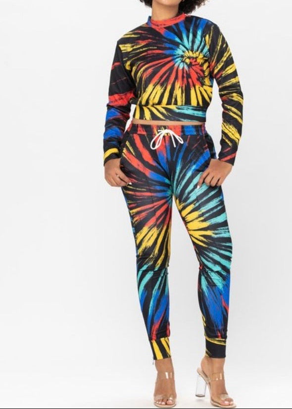 Women's Fashion Tie-dye Track Set