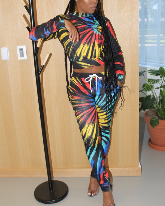 Women's Fashion Tie-dye Track Set