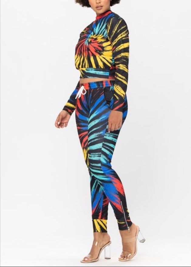 Women's Fashion Tie-dye Track Set