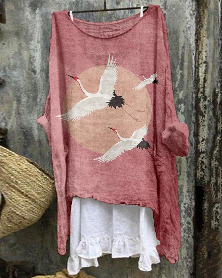 Flying Cranes Japanese Art Tunic