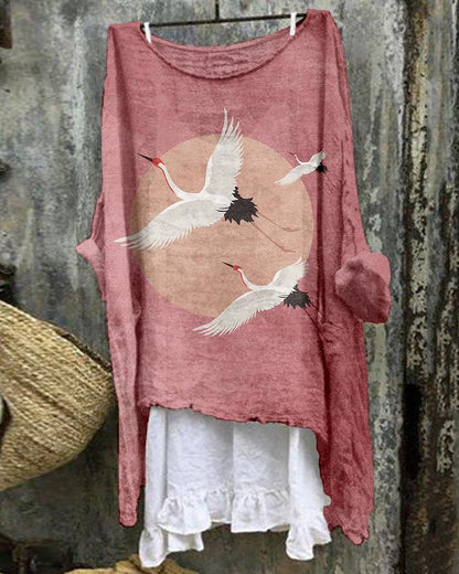 Flying Cranes Japanese Art Tunic