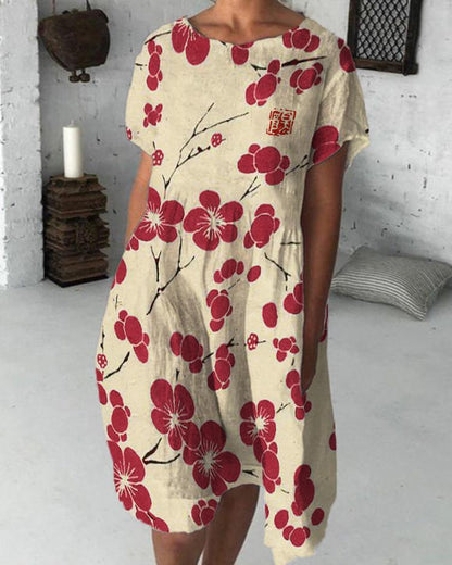 Cherry Blossom Japanese Art Paintings Leisure Dress