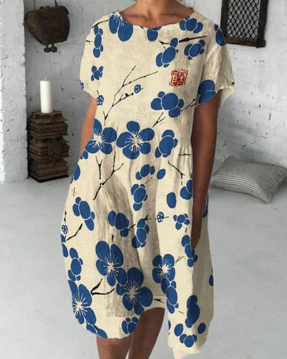 Cherry Blossom Japanese Art Paintings Leisure Dress