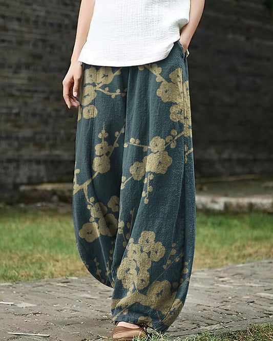 Plum Japanese Art Loose Casual Pants