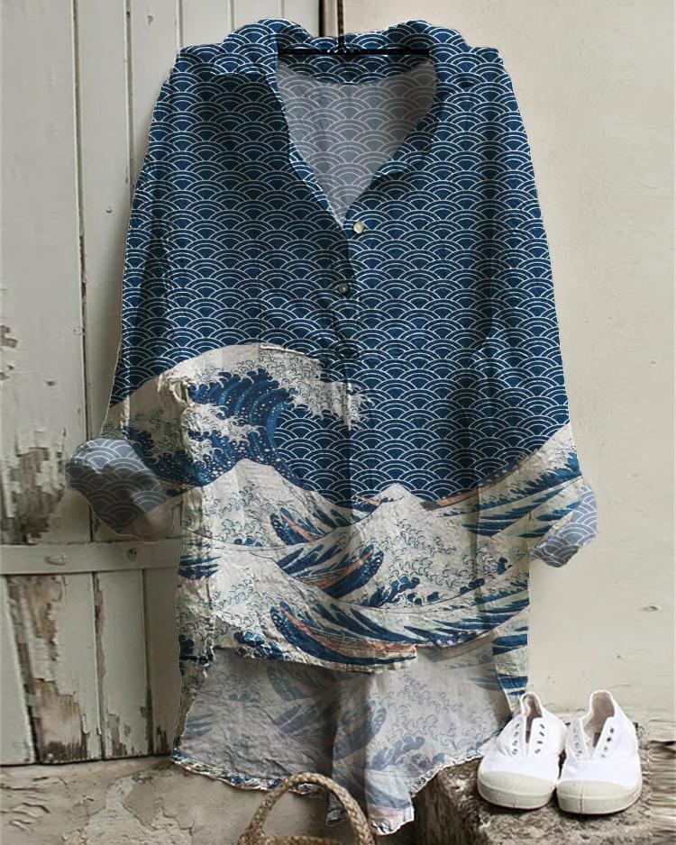 The Great Wave Off Kanagawa Irregular Leisure Tunic