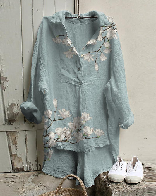 Vintage Floral Art Woven Casual Tunic