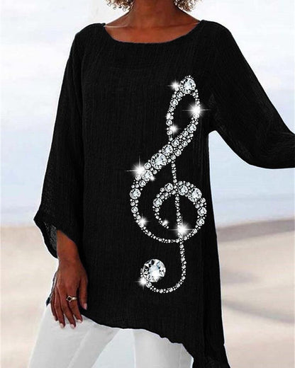 Glitter Treble Clef Gradient Asymmetric Flowy Tunic