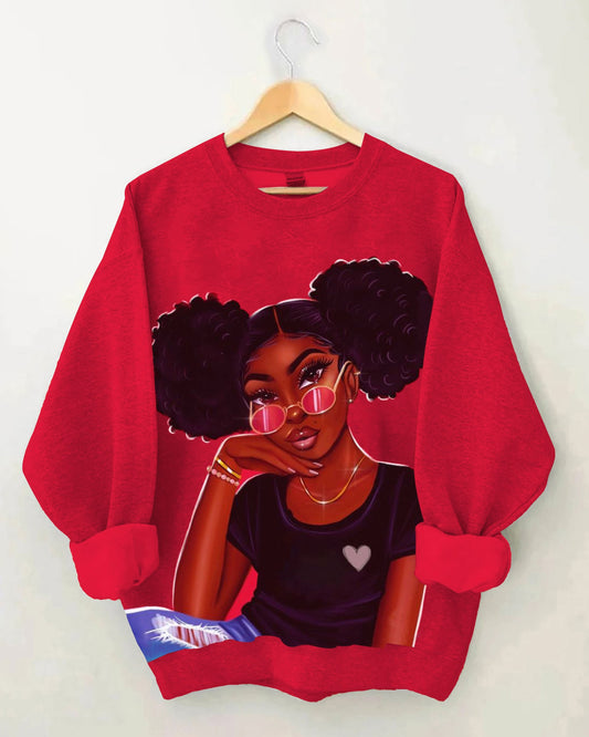 Sunglasses Afro Hair Girl Sweatshirt