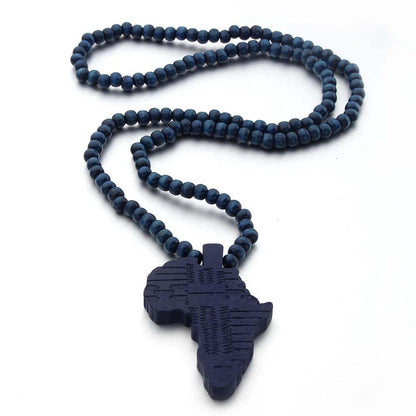 map of africa wooden necklace