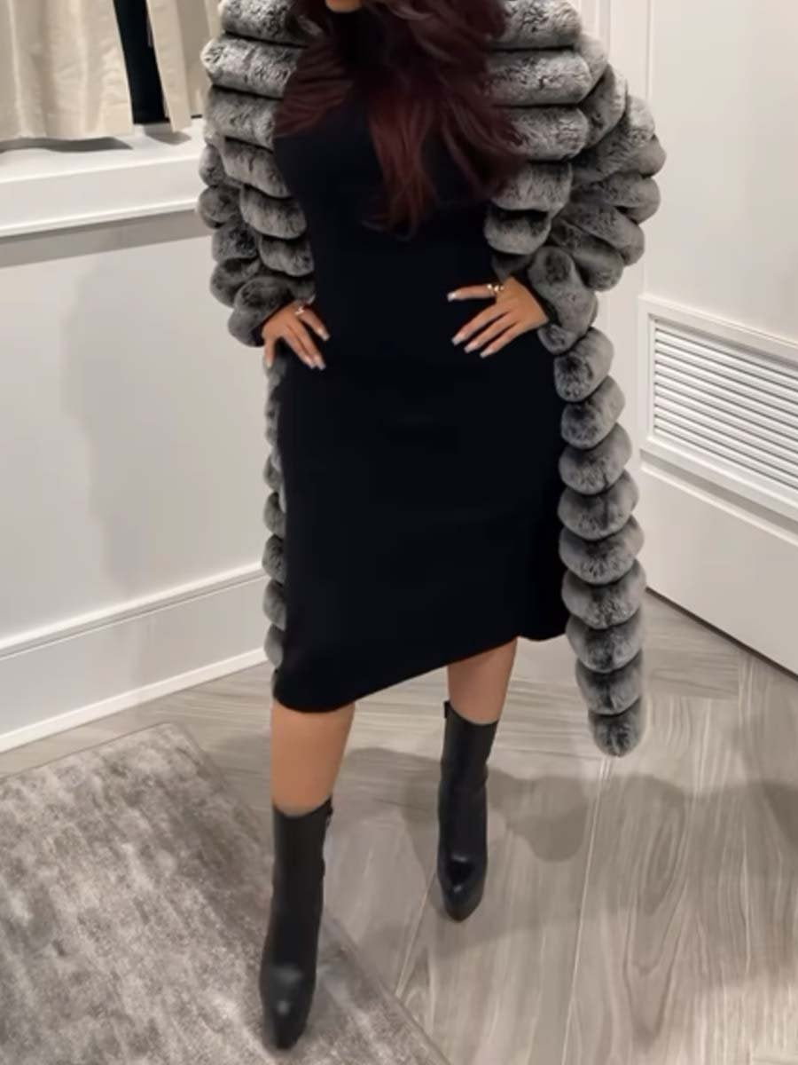 Women's Long Fluffy Coat Plush Outerwear