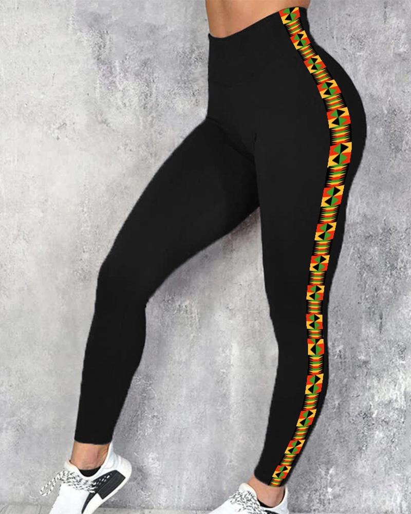 Black Pride African Kente Inspired Stripe Leggings