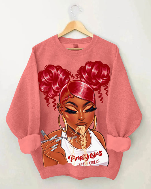 Brown Girl with Red Hair Long Sleeve Sweatshirt