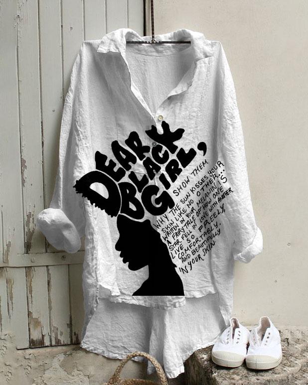 Dear Black Girl Magic Print Irregular Leisure Tunic