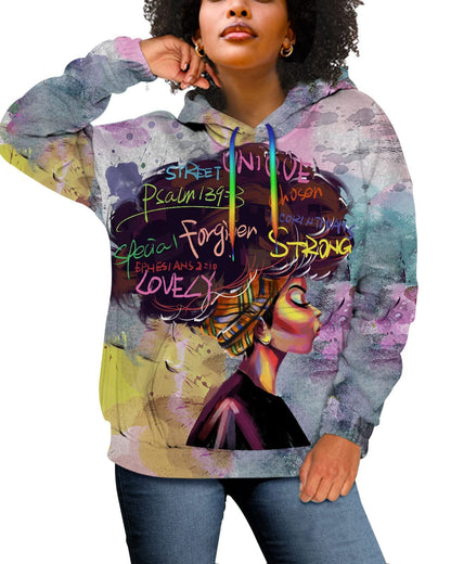 Watercolor Oil Painting Black Girl Hoodie