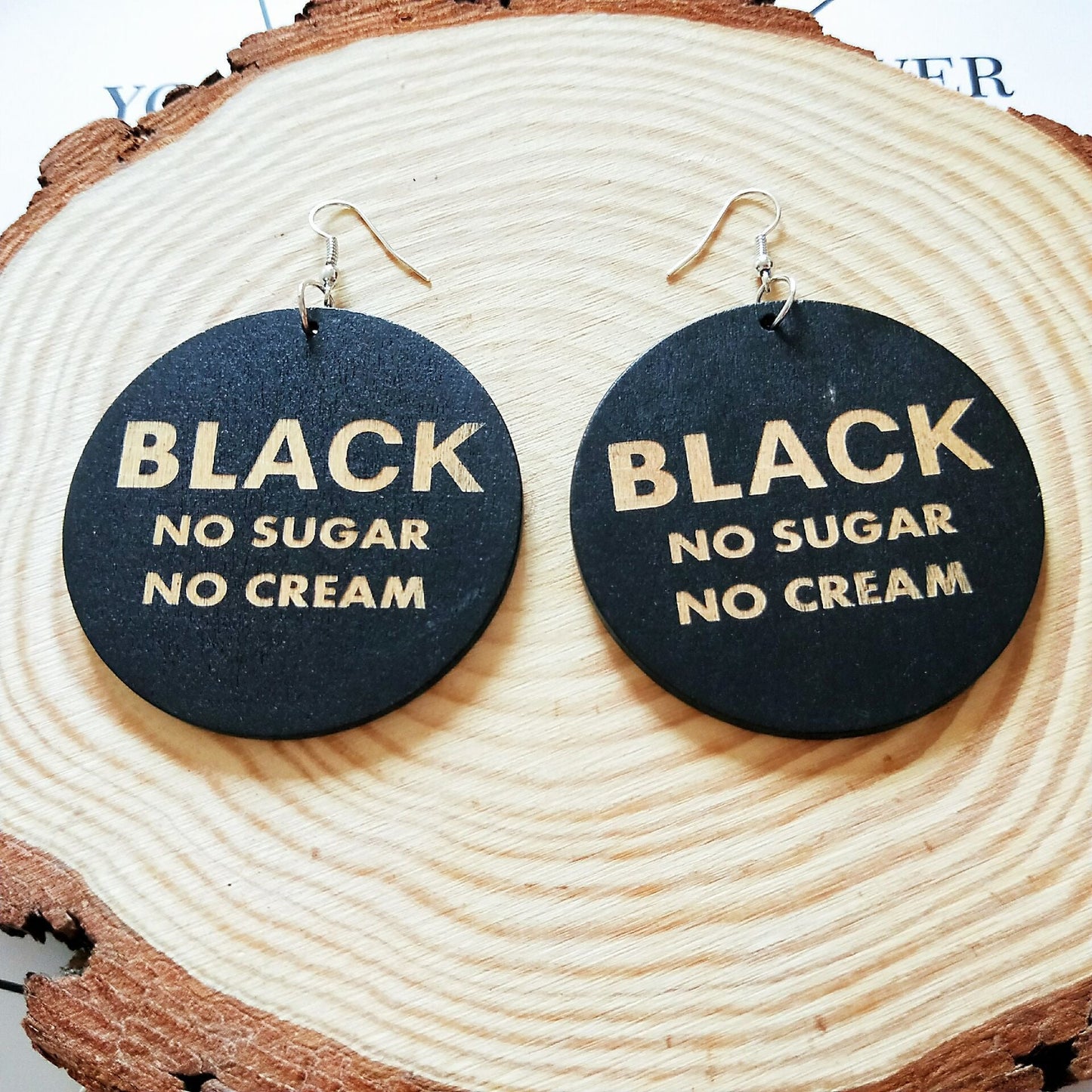 Women's African Vintage Wooden Round Earrings