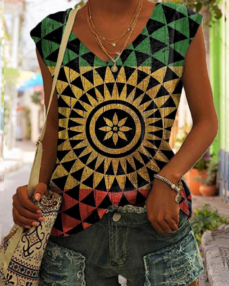 Ethnic Print Ladies Sleeveless Vest