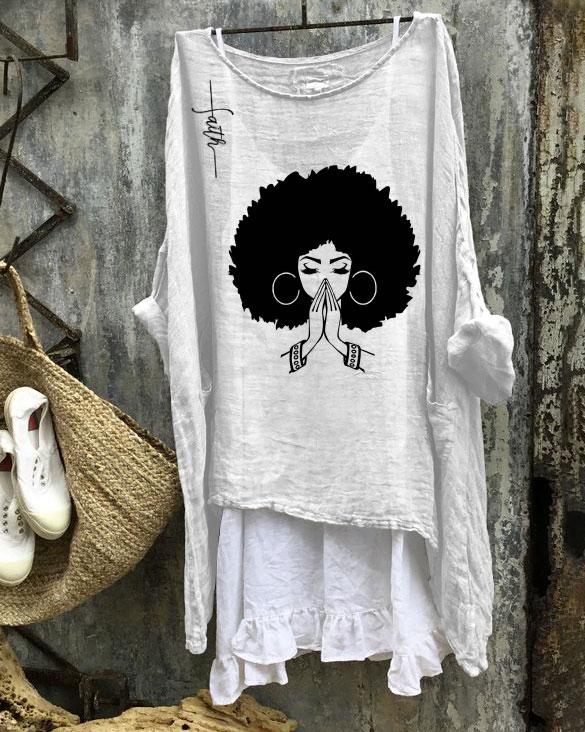 Afro Girl Faith Linen Blend Flowy Tunic