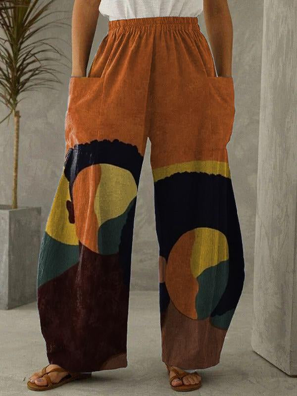 Artistic personality black girls boys printed casual trousers