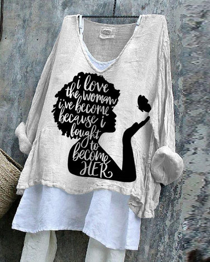 Black Girl Magic Art Painting Linen Tunic Shirt