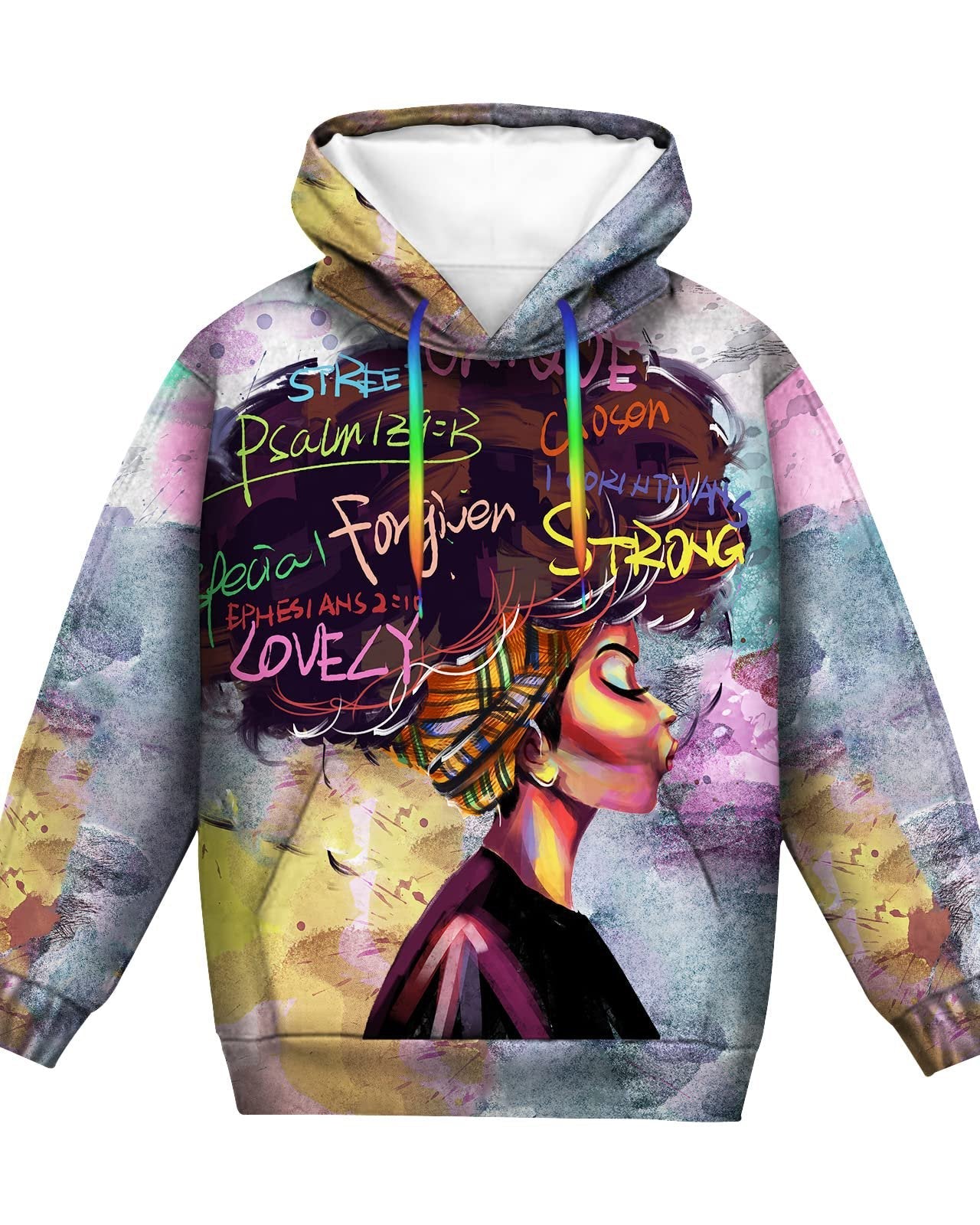 Watercolor Oil Painting Black Girl Hoodie