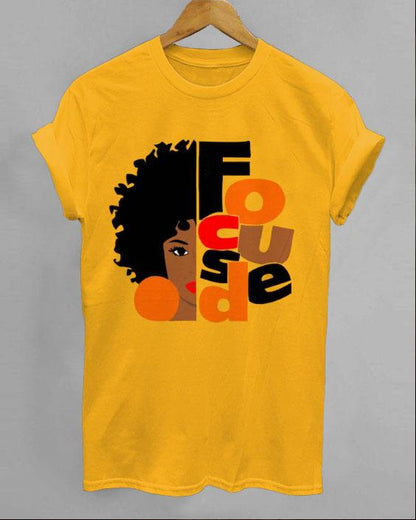 Focused Afro Woman Unisex Short Sleeve Tshirt