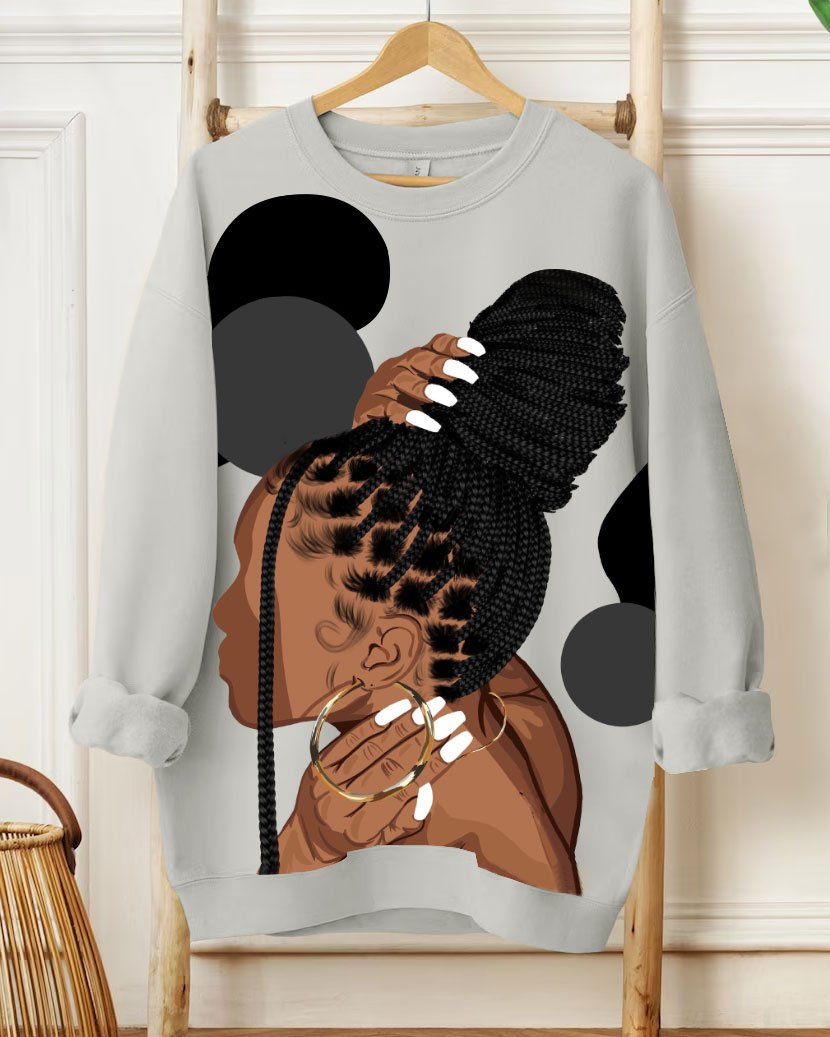 Curly Braid Art Painting Long Sleeve Sweatshirt