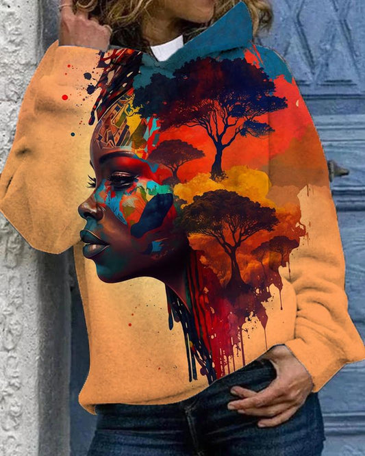 Forest African Girl Art Painting Hoodie