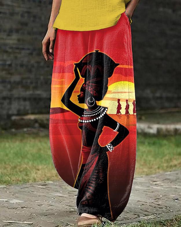 African Working Women Print Loose Casual Pants